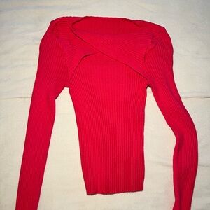 SHEIN Vibrant Red Off-Shoulder Sweater